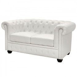 ΚΑΝΑΠΕΣ 2ΘΕΣΙΟΣ T.CHESTERFIELD HM3010.02 ΤΕΧΝΟΔΕΡΜΑ ΛΕΥΚΟ ΜΑΤ 155x90x73 εκ.