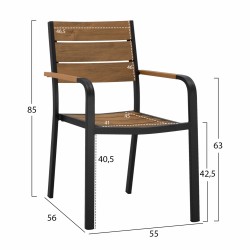 ΠΟΛΥΘΡΟΝΑ ΑΛΟΥΜΙΝΙΟΥ SAGA ΑΝΘΡΑΚΙ ΜΕ POLYWOOD HM5127.02 55x56x85Υεκ.