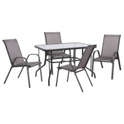 ΣΕΤ ΤΡΑΠΕΖΑΡΙΑΣ 5ΤΜΧ HM5193.01 ΜΕΤΑΛΛΙΚΗ ΜΕ 4 ΚΑΡΕΚΛΕΣ & ΤΡΑΠΕΖΙ 110x60 ΓΚΡΙ