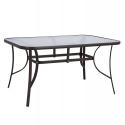 ΤΡΑΠΕΖΙ BRUNO 150X90Χ72Υεκ. ΚΑΦΕ ΜΕΤΑΛΛΙΚΟ ΜΕ ΓΥΑΛΙΝΗ ΕΠΙΦΑΝΕΙΑ HM5145.02