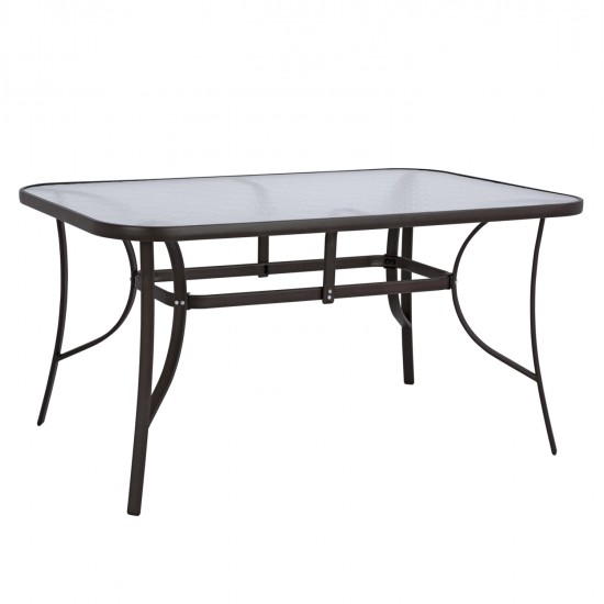 ΤΡΑΠΕΖΙ BRUNO 150X90Χ72Υεκ. ΚΑΦΕ ΜΕΤΑΛΛΙΚΟ ΜΕ ΓΥΑΛΙΝΗ ΕΠΙΦΑΝΕΙΑ HM5145.02