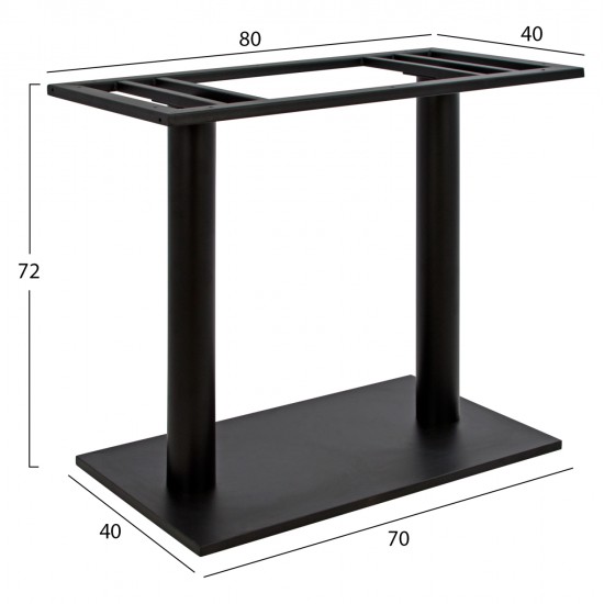 ΒΑΣΗ ΜΕΤΑΛΛΙΚΗ ΔΙΠΛΗ ΜΑΥΡΗ 80Χ40Χ72Υεκ. ΜΕ ΡΕΓΟΥΛΑΤΟΡΟΥΣ HM435