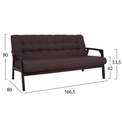 ΚΑΝΑΠΕΣ 3ΘΕΣΙΟΣ KIELY HM8296.04 ΜΕ ΚΑΦΕ ΥΦΑΣΜΑ 166,5x80x80 εκ.