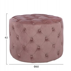 ΣΚΑΜΠΟ KASSIE  ΣΑΠΙΟ ΜΗΛΟ ΒΕΛΟΥΔΟ ΤΥΠΟΥ CHESTERFIELD HM8406.02 Φ60x43Υ εκ.