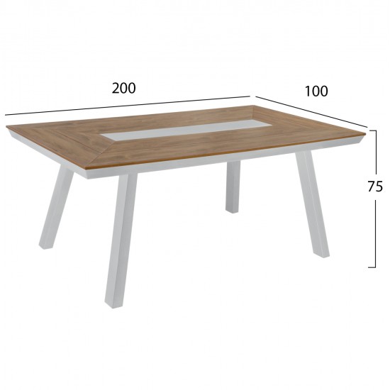 ΤΡΑΠΕΖΙ ΑΛΟΥΜΙΝΙΟΥ TABER ΜΕ POLYWOOD 200X100 ΛΕΥΚΟ HM5131.11