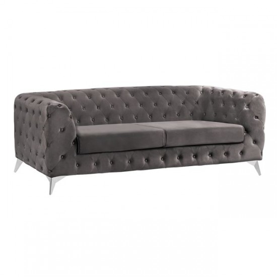 ΚΑΝΑΠΕΣ 3ΘΕΣΙΟΣ ALBERT Τ.CHESTERFIELD ΓΚΡΙ ΒΕΛΟΥΔΟ HM3128.10 224Χ88Χ74Υεκ.