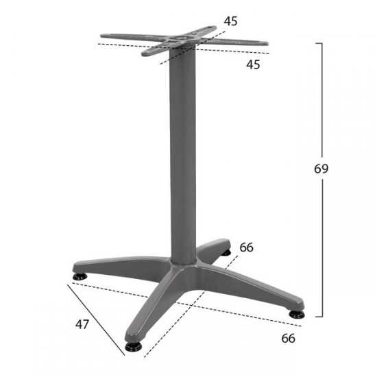 ΒΑΣΗ ΑΛΟΥΜΙΝΙΟΥ 4ΝΥΧΗ 66Χ66X69Υεκ. ΜΕ ΣΤΑΥΡΟ 45x45εκ. HM448.04 ΓΚΡΙ