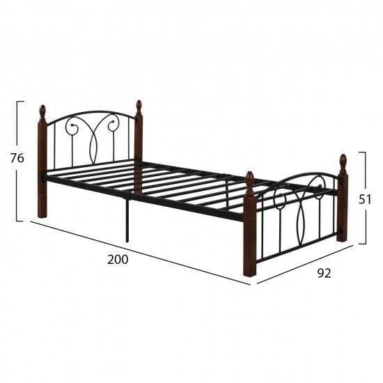 ΚΡΕΒΑΤΙ SUZIE ΜΕΤΑΛΛΟ ΞΥΛΟ ΜΟΝΟ ΣΤΡΩΜΑ 90x190 εκ. HM389