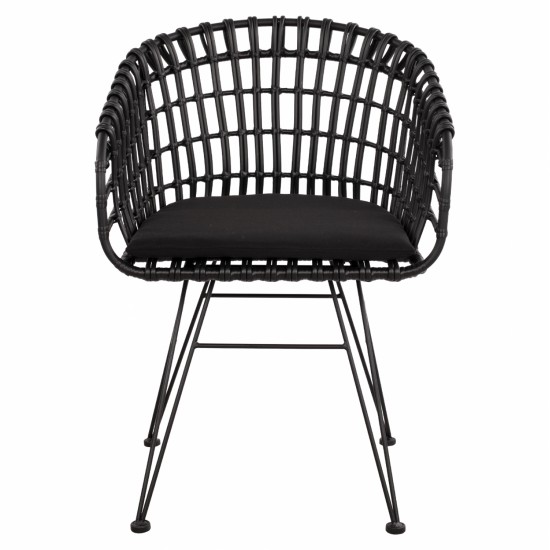 ΠΟΛΥΘΡΟΝΑ ΤΥΠΟΥ ΦΩΛΙΑ ΜΕΤΑΛΛΙΚΗ ALLEGRA HM5456.02 ΜΕ WICKER ΜΑΥΡΟ 59Χ56,5Χ83Υ εκ.