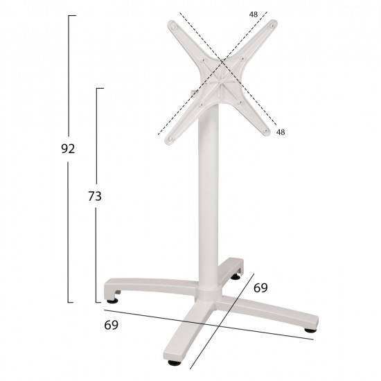 ΒΑΣΗ ΑΛΟΥΜΙΝΙΟΥ HM459.02 ΛΕΥΚΟ ΜΑΤ 69Χ69Χ73Υεκ. ΜΕ ΕΠΙΦΑΝΕΙΑ 48Χ48εκ.