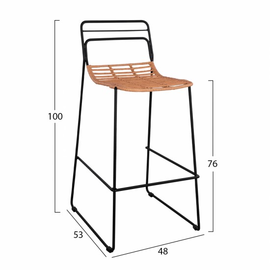 ΣΚΑΜΠΟ ΜΕΤΑΛΛΙΚΟ ALLEGRA HM5642 ΜΕ WICKER ΣΕ ΜΠΕΖ ΑΠΟΧΡΩΣΗ 48x53x100 εκ.