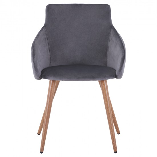 ΠΟΛΥΘΡΟΝΑΚΙ IVY ΒΕΛΟΥΔΟ ΓΚΡΙ ΚΑΙ ΜΕΤΑΛΛΙΚΑ ΠΟΔΙΑ HM8546.01 55x55x80Υ εκ.