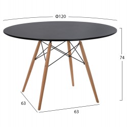 ΤΡΑΠΕΖΙ MINIMAL ΣΤΡΟΓΓΥΛΟ HM8454.02 MDF ΣΕ ΜΑΥΡΟ-ΠΟΔΙΑ ΟΞΙΑΣ ΣΕ ΦΥΣΙΚΟ Φ120Χ74Υεκ.