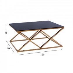 ΤΡΑΠΕΖΙ ΣΑΛΟΝΙΟΥ HOLLAND HM8624.02 ΜΕ ΜΑΥΡΟ ΓΥΑΛΙ ΚΑΙ ΕΠΙΧΡΥΣΗ ΒΑΣΗ 120X60Χ45 EK.