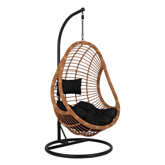 ΚΡΕΜΑΣΤΗ ΠΟΛΥΘΡΟΝΑ ΦΩΛΙΑ CALLIE HM5541.04 ΜΕ ΜΠΕΖ WICKER & ΜΑΥΡΑ ΜΑΞΙΛΑΡΙΑ Φ105Χ195Υ εκ.