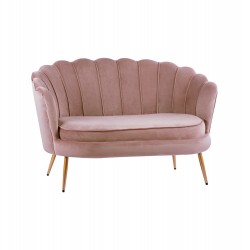 ΚΑΝΑΠΕΣ 2ΘΕΣΙΟΣ COQUILLE HM8627.02 ΑΠΟ ΒΕΛΟΥΔΟ ΣΑΠΙΟ ΜΗΛΟ & ΧΡΥΣΑ ΠΟΔΙΑ 130x81x86εκ.