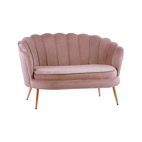 ΚΑΝΑΠΕΣ 2ΘΕΣΙΟΣ COQUILLE HM8627.02 ΑΠΟ ΒΕΛΟΥΔΟ ΣΑΠΙΟ ΜΗΛΟ & ΧΡΥΣΑ ΠΟΔΙΑ 130x81x86εκ.