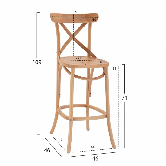 ΣΚΑΜΠΟ ΞΥΛΙΝΟ GIOLIANA HM8750.01 ΑΠΟ ΟΞΙΑ ΦΥΣΙΚΟ ΜΕ PLYWOOD ΚΑΘΙΣΜΑ 46x46x109Υ εκ.