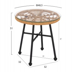 ΤΡΑΠΕΖΙ ΜΕΤΑΛΛΙΚΟ SPENCER HM5716 ΜΕ WICKER ΜΠΕΖ Φ48,5x51 εκ.