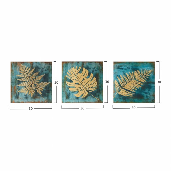 ΠΙΝΑΚΑΣ ΚΑΜΒΑΣ ΤΡΙΠΤΥΧΟ GOLDEN TROPICAL LEAVES HM7200.02  90Χ3Χ30 εκ.