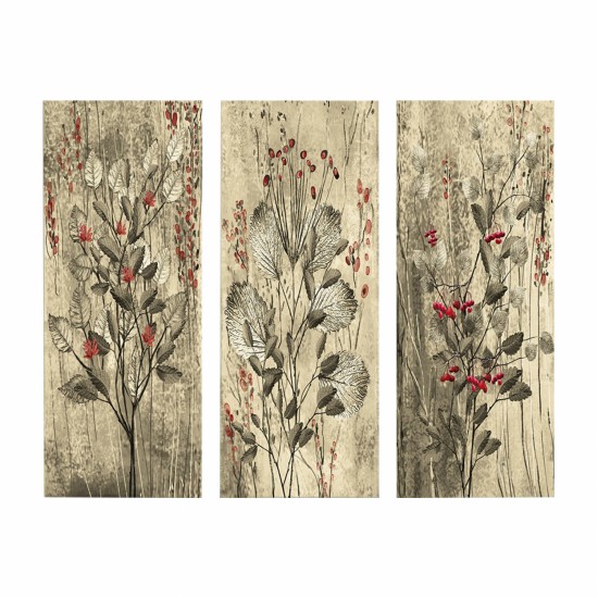 ΠΙΝΑΚΑΣ ΤΡΙΠΤΥΧΟ MDF RED FLOWERS AND BERRIES HM7204.01 60x50x0,3 εκ.