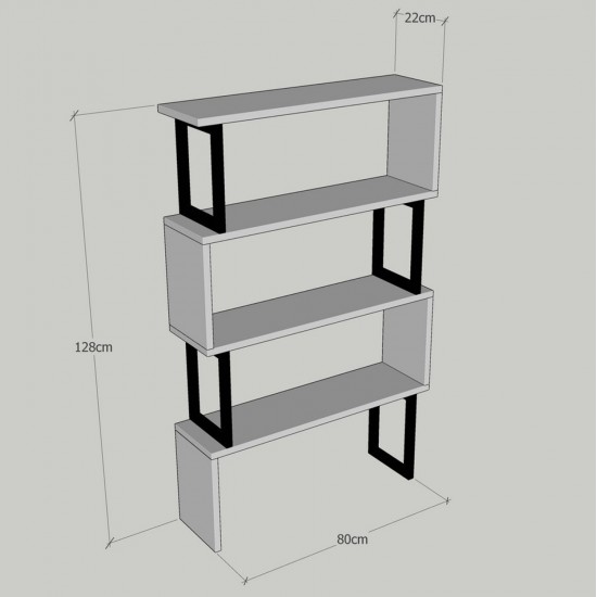 ΒΙΒΛΙΟΘΗΚΗ INGRID ΚΑΡΥΔΙ ΜΕ ΜΑΥΡΟ ΣΚΕΛΕΤΟ HM8867.01 80x22x128 εκ.