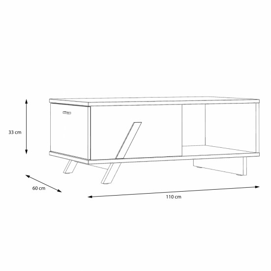 ΤΡΑΠΕΖΙ ΣΑΛΟΝΙΟΥ OTTO HM8815 ΣΤΑΧΤΙ ΜΑΥΡΟ 110x60x33 εκ.