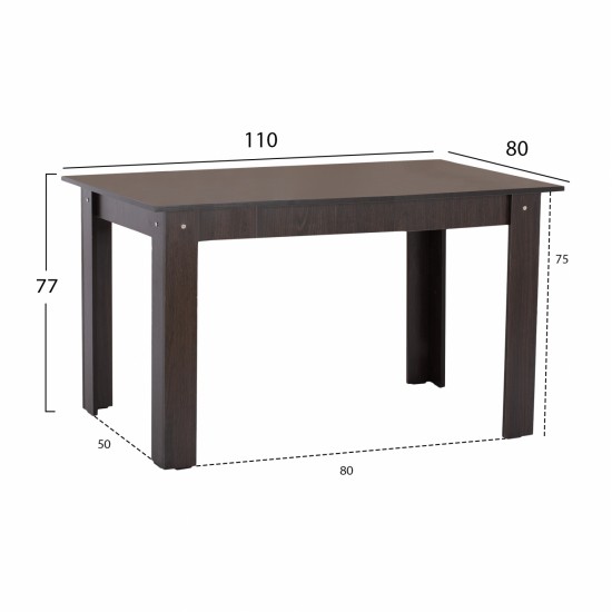 ΤΡΑΠΕΖΙ ΚΟΥΖΙΝΑΣ KELVIN 110x80x77Υεκ. WENGE HM2428.02