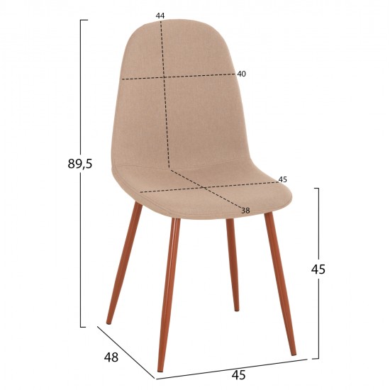 ΚΑΡΕΚΛΑ LEONARDO HM00100.07 ΥΦΑΣΜΑ ΜΠΕΖ ΚΑΙ ΚΑΦΕ ΜΕΤΑΛΛΙΚΑ ΠΟΔΙΑ 44x48x89Υεκ.