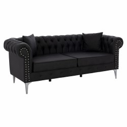 ΚΑΝΑΠΕΣ 3ΘΕΣΙΟΣ JONAH HM3185.01 Τ. CHESTERFIELD ME ΜΑΥΡΟ PU 213x90x82Υ εκ.