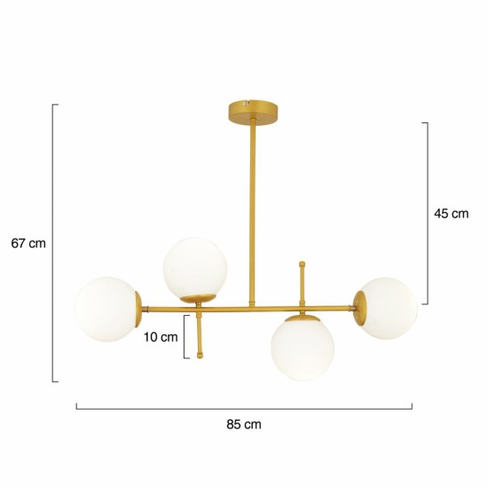 ΦΩΤΙΣΤΙΚΟ ΟΡΟΦΗΣ 4ΦΩΤΟ ΧΡΥΣΟ HM7411.02  85x67cm