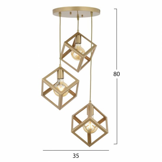 ΦΩΤΙΣΤΙΚΟ ΟΡΟΦΗΣ 3ΦΩΤΟ ΜΕΤΑΛΛΙΚΟ ΧΡΥΣΟ HM7419.02 35x80Υ εκ.