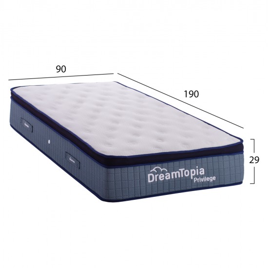 ΣΤΡΩΜΑ DREAMTOPIA, σειρά PRIVILEGE HM660.90 POCKET SPRING ΜΕ ΑΝΩΣΤΡΩΜΑ 90X190εκ.