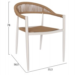 ΠΟΛΥΘΡΟΝΑ ΑΛΟΥΜΙΝΙΟΥ GRET HM5854.01 ΛΕΥΚΗ PE RATTAN ΜΠΕΖ 56x55,5x78Υεκ.