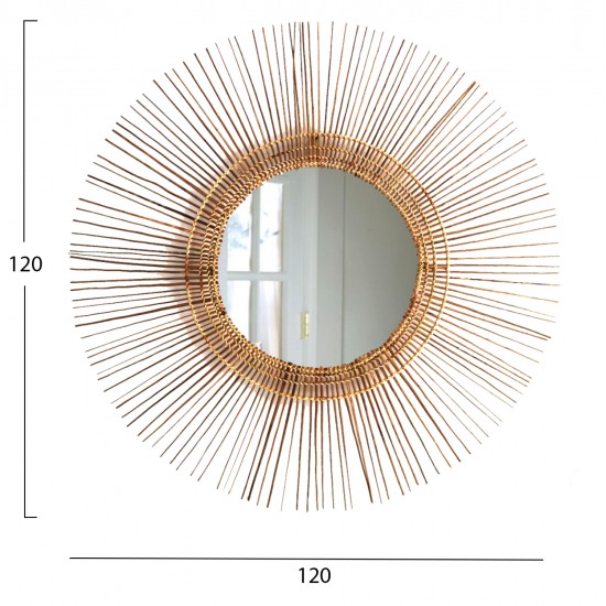 ΚΑΘΡΕΠΤΗΣ ΤΟΙΧΟΥ ΣΤΡΟΓΓΥΛΟΣ ΜΕ STICKS ΚΟΚΟΦΟΙΝΙΚΑ ΣΕ ΦΥΣΙΚΟ 120x4x120Yεκ.HM7732