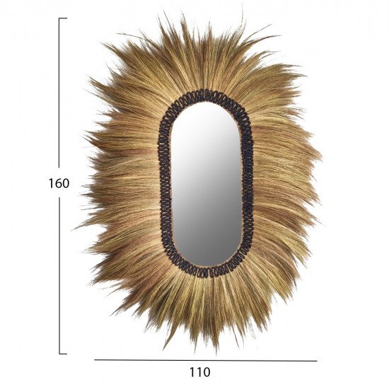 ΚΑΘΡΕΠΤΗΣ ΤΟΙΧΟΥ ΟΒΑΛ ΙΝΕΣ RAYUNG GRASS ΣΕ ΧΡΩΜΑ ΦΥΣΙΚΟ ΜΑΥΡΟ 110x5x160Yεκ.HM7803