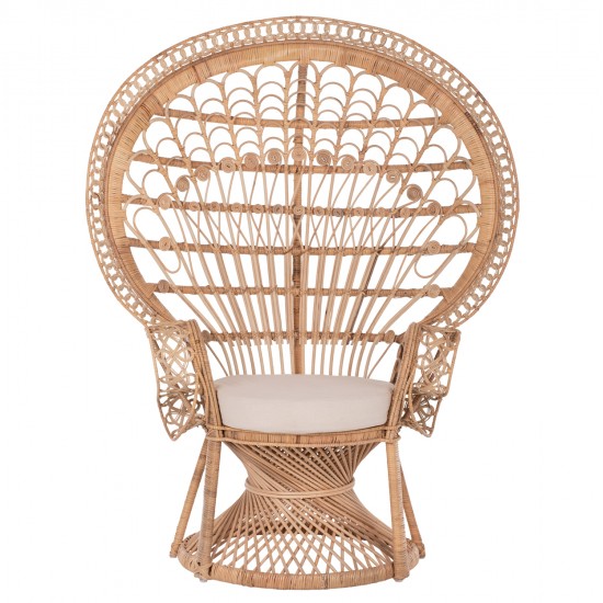 ΠΟΛΥΘΡΟΝΑ ROYAL PEACOCK HM9342 RATTAN ΣΕ ΦΥΣΙΚΟ-ΜΑΞΙΛΑΡΙ ΜΠΕΖ 114x72x150Yεκ.