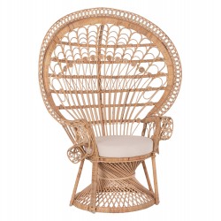 ΠΟΛΥΘΡΟΝΑ ROYAL PEACOCK HM9342 RATTAN ΣΕ ΦΥΣΙΚΟ-ΜΑΞΙΛΑΡΙ ΜΠΕΖ 114x72x150Yεκ.