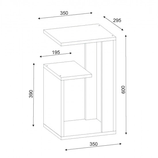 ΒΟΗΘΗΤΙΚΟ ΤΡΑΠΕΖΙ DAWN ΜΕΛΑΜΙΝΗΣ ΛΕΥΚΟ 35X29,5X60Yεκ.HM8880.11