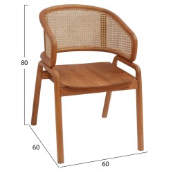 ΠΟΛΥΘΡΟΝΑ ΜΑΣΙΦ ΞΥΛΟ ΤEAK & RATTAN ΠΛΑΤΗ ΦΥΣΙΚΟ 57x62x83Υεκ.HM9402.01