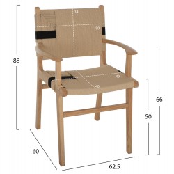 ΠΟΛΥΘΡΟΝΑ RUBBERWOOD ΚΑΙ ΣΧΟΙΝΙ 62,5x60x88Yεκ.HM9324.01