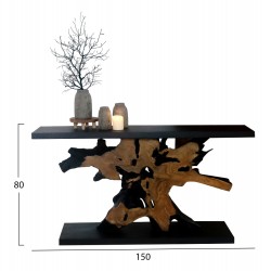 ΚΟΝΣΟΛΑ HM9356 ΑΠΟ ΜΑΣΙΦ ΞΥΛΟ ΤEAK ΦΥΣΙΚΟ - ΜΑΥΡΟ 150X40X80YΕΚ.