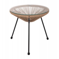 ΤΡΑΠΕΖΙ ΒΟΗΘΗΤΙΚΟ ALLEGRA ΜΑΥΡΟ ΜΕΤΑΛΛΟ  ME TWISTED WICKER ΦΥΣΙΚΟ HM5873.01 Φ47Χ45Υεκ.