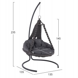 ΚΡΕΜΑΣΤΗ ΦΩΛΙΑ AUGUST ΜΑΚΡΑΜΕ-ΜΕΤΑΛΛΟ ΑΝΘΡΑΚΙ HM5922.10 123x113x145Υεκ.