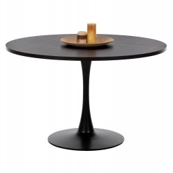 ΤΡΑΠΕΖΙ ΤΡΑΠΕΖΑΡΙΑΣ ROLLO HM9422.02 ΣΤΡΟΓΓΥΛΟ BLACK MARBLE Φ120x74Yεκ.