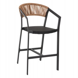 ΣΚΑΜΠΟ ΑΛΟΥΜΙΝΙΟΥ HM5892.15 ΜΕΣΑΙΟΥ ΥΨΟΥΣ RATTAN & TEXTLINE ΜΑΥΡΟ ΜΠΕΖ 56,5x57x99,5Y