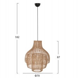 ΦΩΤΙΣΤΙΚΟ ΟΡΟΦΗΣ ΚΡΕΜΑΣΤΟ HM7857 RATTAN ΣΕ ΦΥΣΙΚΟ ΧΡΩΜΑ ΜΕ ΤΡΙΑ ΣΧΗΜΑΤΑ Φ70Χ182Υεκ