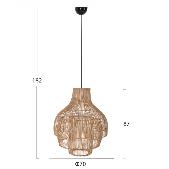 ΦΩΤΙΣΤΙΚΟ ΟΡΟΦΗΣ ΚΡΕΜΑΣΤΟ HM7857 RATTAN ΣΕ ΦΥΣΙΚΟ ΧΡΩΜΑ ΜΕ ΤΡΙΑ ΣΧΗΜΑΤΑ Φ70Χ182Υεκ