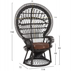 ΠΟΛΥΘΡΟΝΑ ROYAL PEACOCK HM9342.03 RATTAN ΜΑΥΡΟ-ΜΑΞΙΛΑΡΙ ΚΑΦΕ 114x72x150Yεκ.