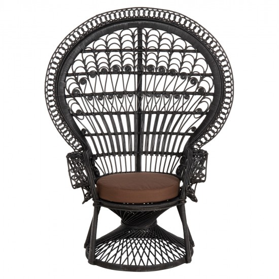 ΠΟΛΥΘΡΟΝΑ ROYAL PEACOCK HM9342.03 RATTAN ΜΑΥΡΟ-ΜΑΞΙΛΑΡΙ ΚΑΦΕ 114x72x150Yεκ.